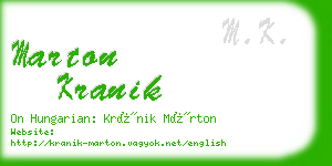 marton kranik business card